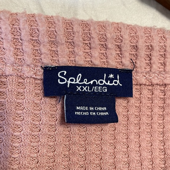 Splendid Dusty Rose Thermal Waffle Knit Top Size XXL - Picture 5 of 11